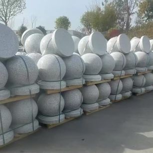 嘉兴 白麻花岗岩石材圆球，石球，挡车球，隔离球，景观石球，风水球等