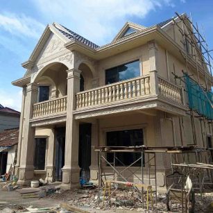 嘉兴 黄金麻花岗岩石材私人别墅雕花门楼柱阳台栏杆