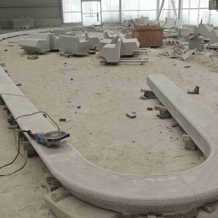 嘉兴 芝麻白花岗岩弧形花坛石，坐凳石