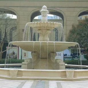 嘉兴 黄金麻花岗岩异型加工——户外庭院石雕流水喷泉