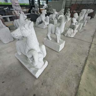 嘉兴 芝麻白花岗岩造型立体雕刻——十二生肖