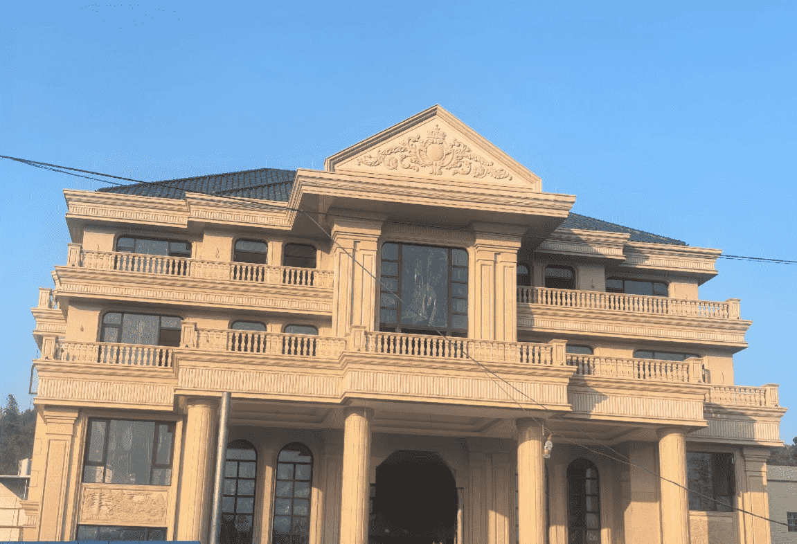 嘉兴黄金麻别墅外墙干挂石材效果示例