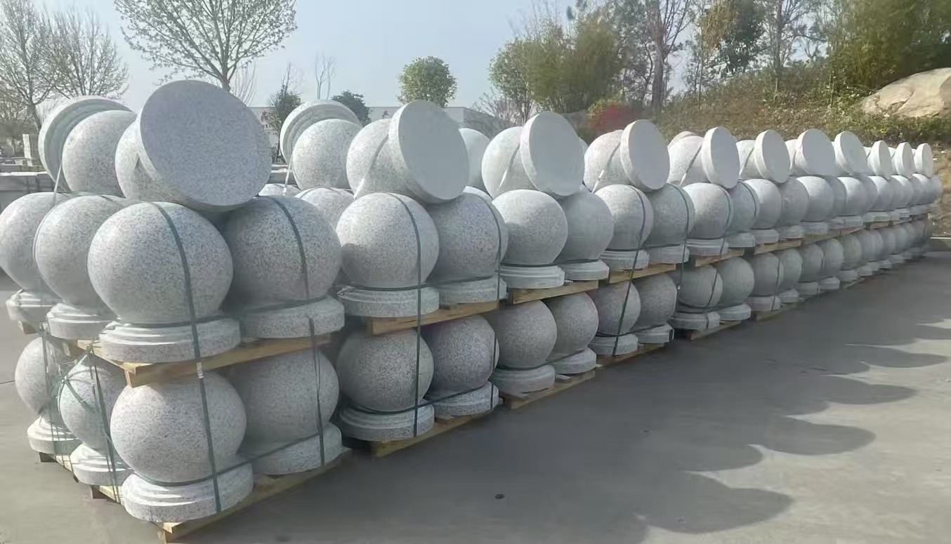 嘉兴 白麻花岗岩石材圆球，石球，挡车球，隔离球，景观石球，风水球等